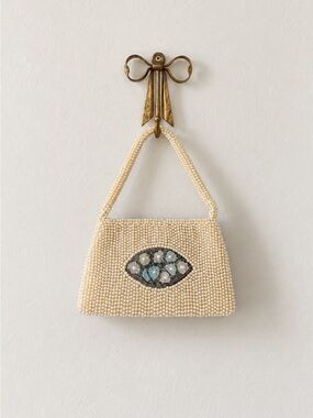 Vintage Mardor Hand-Beaded Pearl Eye Evening Bag
